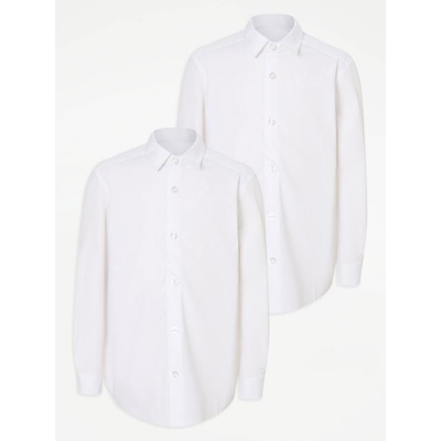 Boys' Easy On Boys' White Long Sleeve School Shirt 2 Pack on Productcaster.