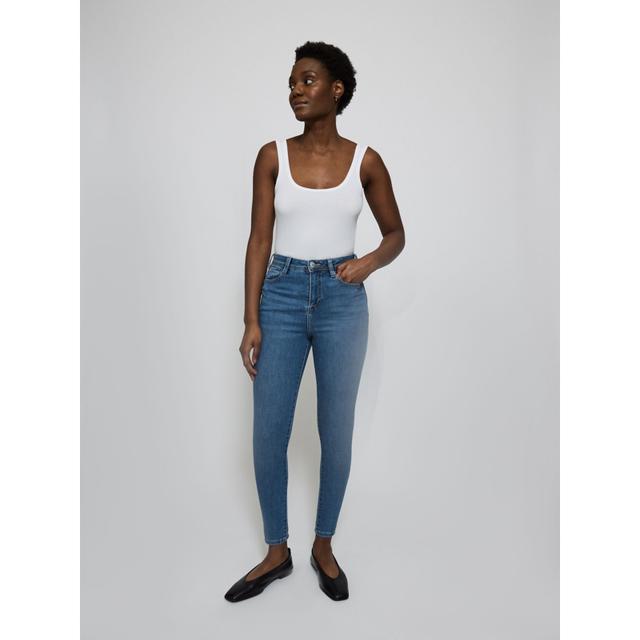 Women's Mid Wash Cia High Waisted Skinny Jeans - 67% Cotton 27% Polyester 4% Viscose 2% Elastane on Productcaster.