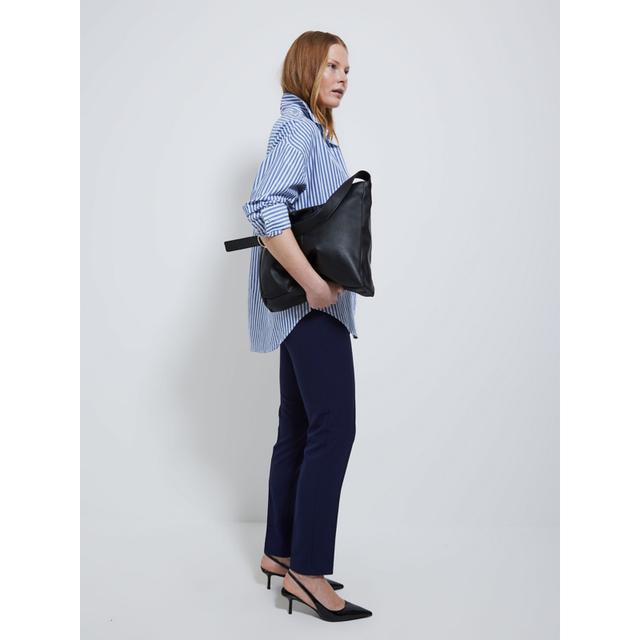 Women's Navy Stretch Tapered Formal Trousers - 100% Polyester on Productcaster.