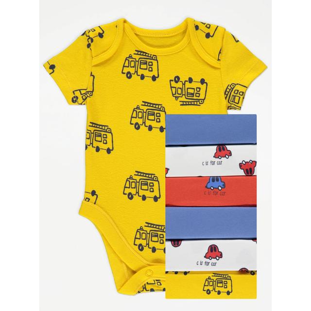 Baby Boys' Bright Vehicle Short Sleeve Bodysuits 7 Pack - Multi on Productcaster.