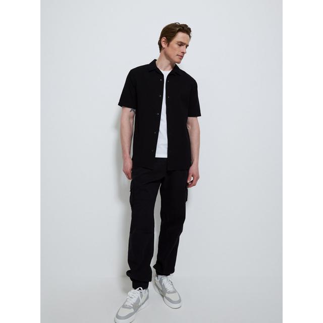 Men's Black Cargo Trousers - Size S - Black on Productcaster.