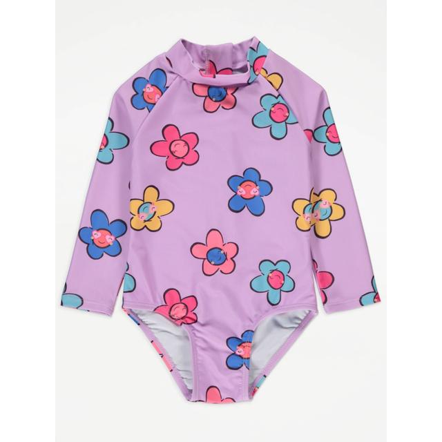 Kids' Lilac Daisy Long Sleeve Swimsuit on Productcaster.