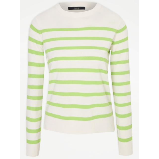 Women's Lime Green Striped Soft Touch Knitted Jumper - 100% Acrylic on Productcaster.