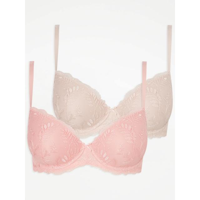 Women's Nude Embroidered T-Shirt Bra 2 Pack Size - 40DD on Productcaster.