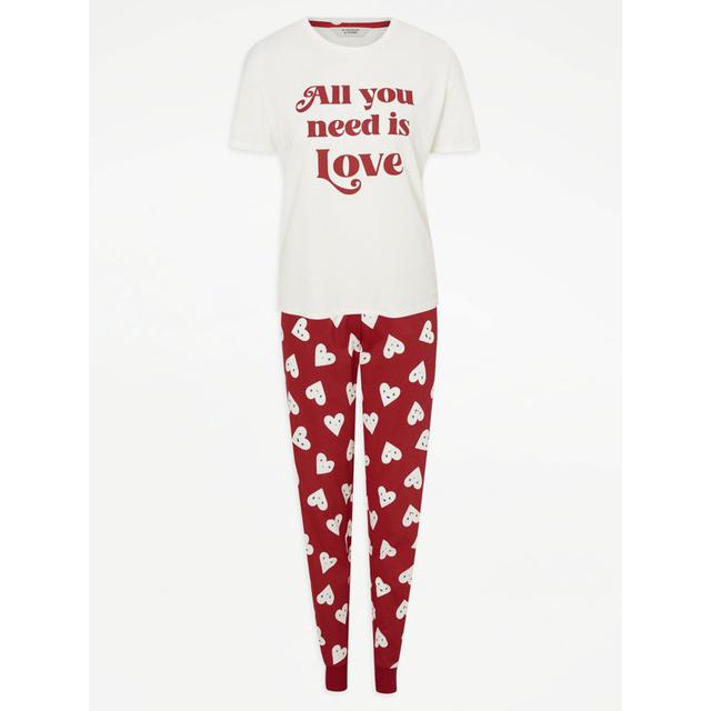 Women's Red White All You Need is Love Matching Adults Valentines Pyjamas Size - 8-10 on Productcaster.