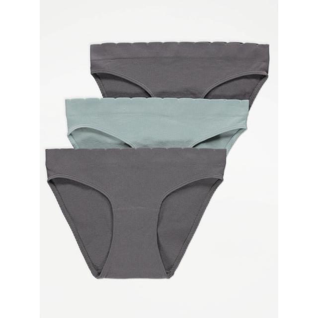 Women's Green Ribbed Seam Free Comfort High Leg Knickers 3 Pack Size - 8 on Productcaster.