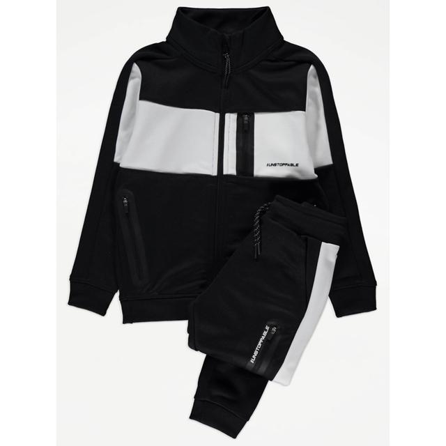 Kids' Black Colour Block Unstoppable Zip Up Tracksuit on Productcaster.