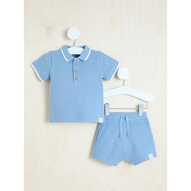 Kids' Billie Faiers Waffle Polo Shirt and Shorts Outfit - Blue on Productcaster.