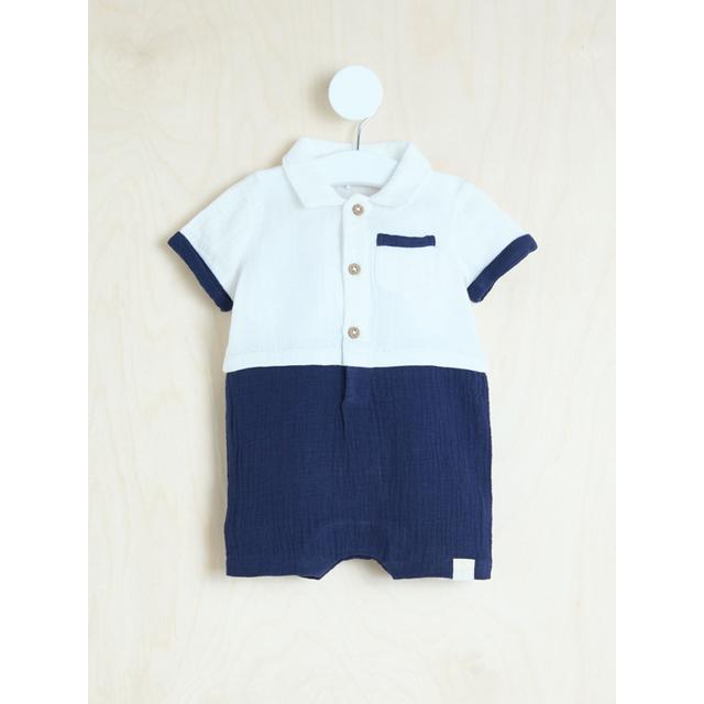 Baby Boys' Billie Faiers Polo Cheesecloth Romper - Navy on Productcaster.