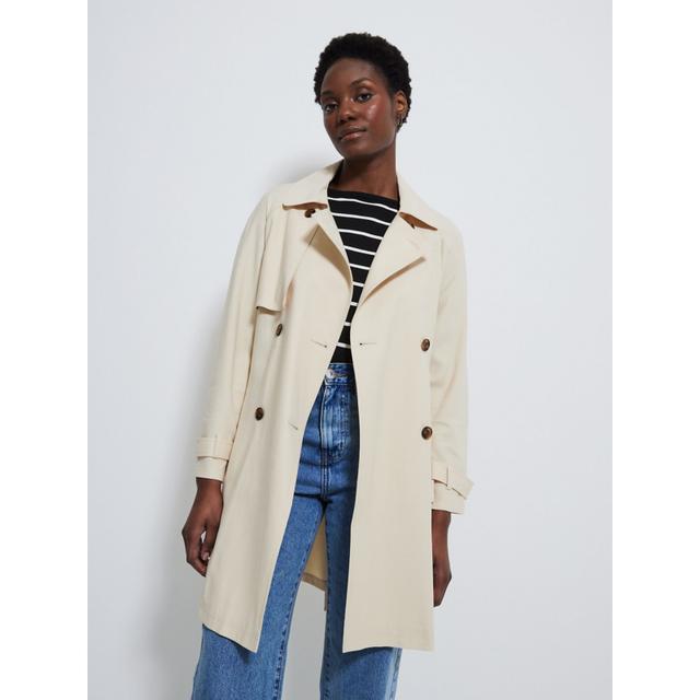 Women's Cream Lightweight Trench Coat - 92% Viscose 8% Polyester on Productcaster.