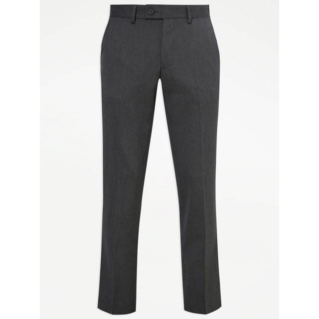 Men's Charcoal Regular Fit Active Waist Trousers - Size 30L - Charcoal on Productcaster.