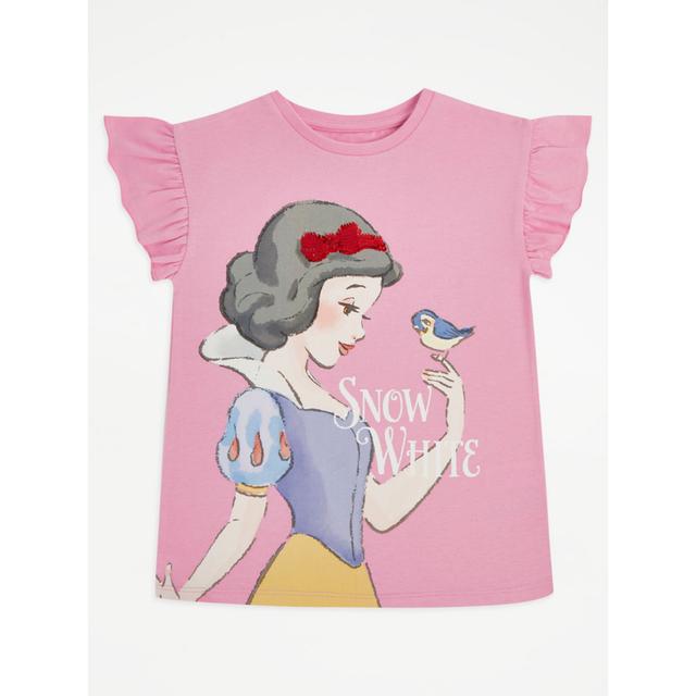 Girl's Pink Disney Snow White Pink Frill Sleeve T-Shirt Size - 1.5-2 Yrs on Productcaster.