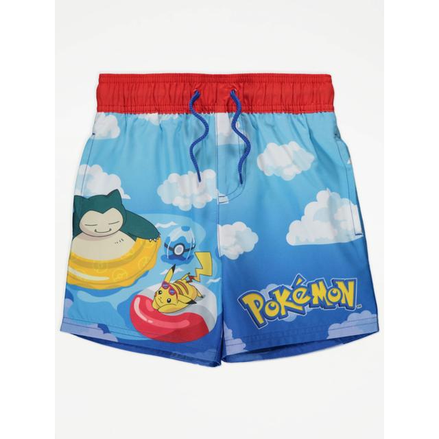 Kids' Pokemon Blue Cloud Swim Shorts - Red on Productcaster.