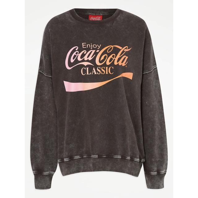 Women's Grey Coca Cola Washed Sweatshirt - Charcoal - 79% Cotton 21% Polyester on Productcaster.