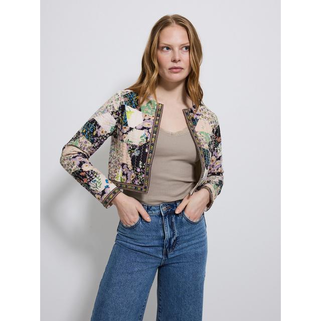 Women's Floral Quilted Patchwork Cropped Jacket - Multi - 100% Cotton on Productcaster.