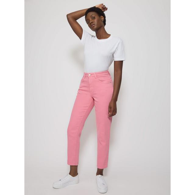 Women's Pink Miley Mom Jeans - 99% Cotton 1% Elastane on Productcaster.