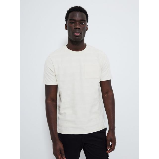 Men's Cream Textured Striped T-Shirt - Size Xxxxl - Beige on Productcaster.