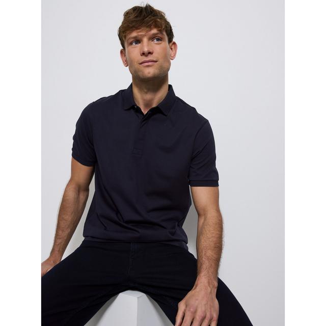 Men's Studio Edit Navy Supima Cotton Polo - Size L - Navy on Productcaster.