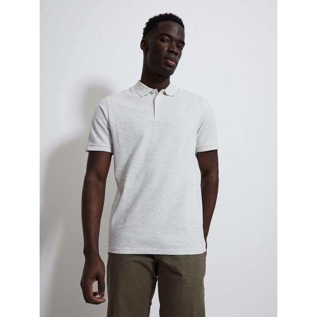 Men's Light Grey Marl Polo Top - Size S - Light Grey on Productcaster.