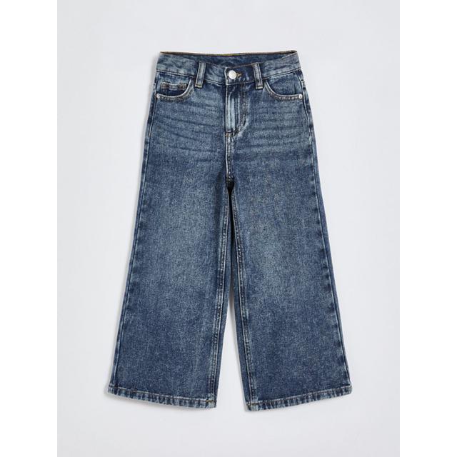 Kids' Blue Mid Wash Wide Leg Jeans - Navy on Productcaster.