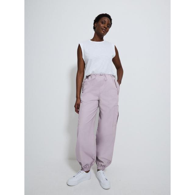 Women's Lilac Bungee Waist Parachute Trousers - 100% Cotton on Productcaster.