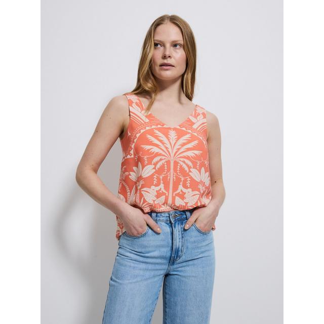 Women's Orange Palm Tree Cami Top - 100% Polyester on Productcaster.