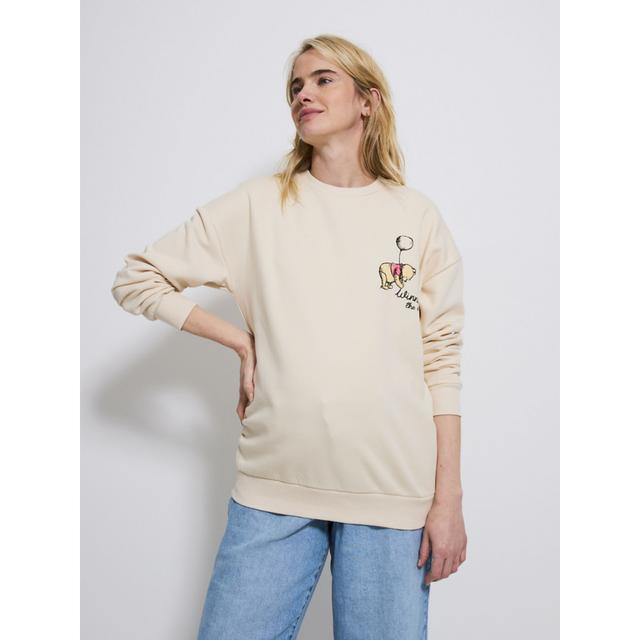 Women's Maternity Disney Winnie The Pooh Oversized Sweatshirt - Nude - 67% Cotton 33% Polyester on Productcaster.