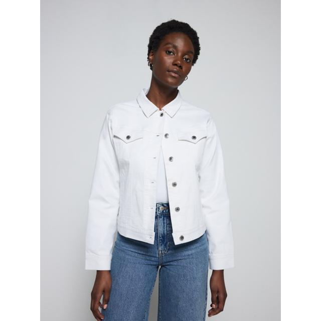 Women's White Western Denim Jacket - 60% Cotton 35% Polyester 3% Viscose 2% Elastane on Productcaster.