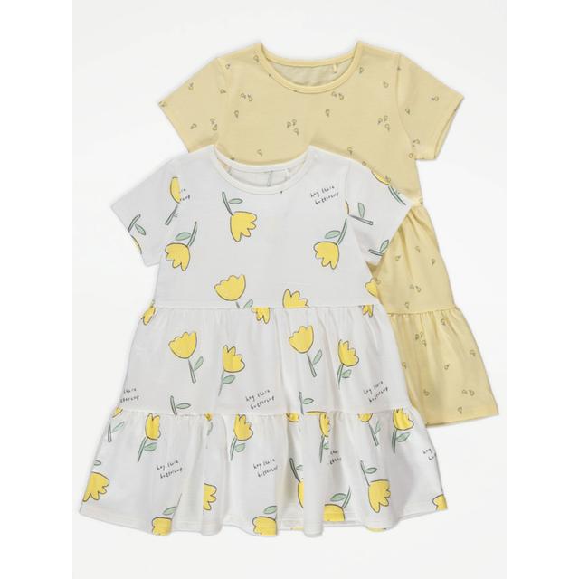 Kids' Yellow Buttercup Tiered Dresses 2 Pack on Productcaster.