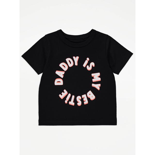 Boy's Black Black Daddy Bestie Slogan T-Shirt Size - 5-6 Yrs on Productcaster.