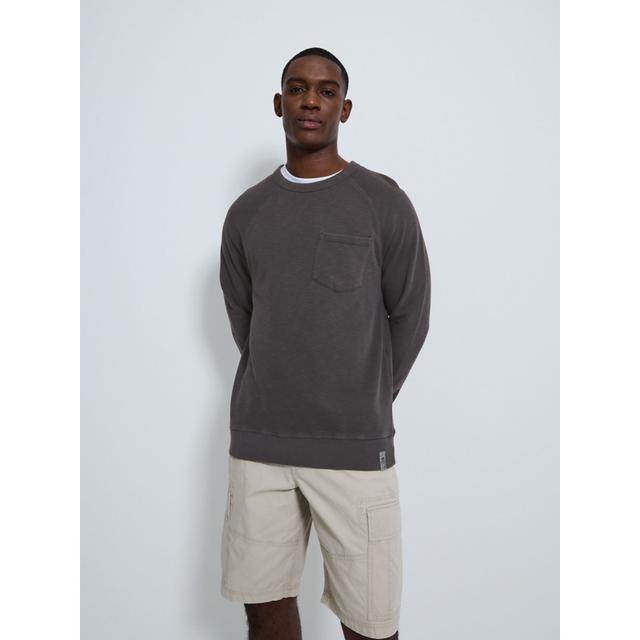 Men's Grey Washed Pocket Sweatshirt - Size Xxl - Grey on Productcaster.