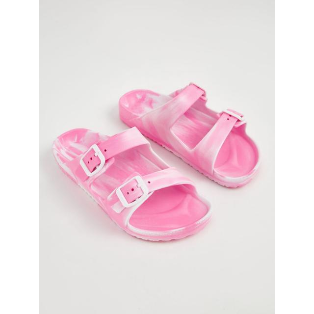 Kids' Pink Tie Dye Double Strap Sliders on Productcaster.