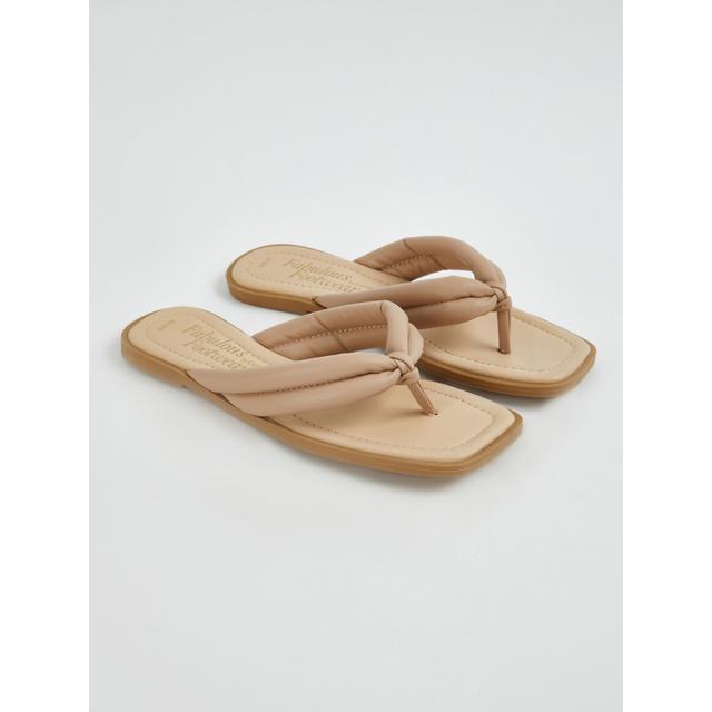 Women's Camel Padded Toe Post Square Front Flip Flops - Other on Productcaster.