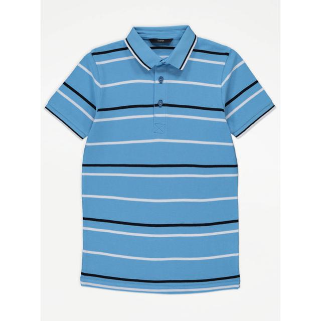 Boy's Turquoise Blue Striped Polo Top Size - 6-7 Yrs on Productcaster.