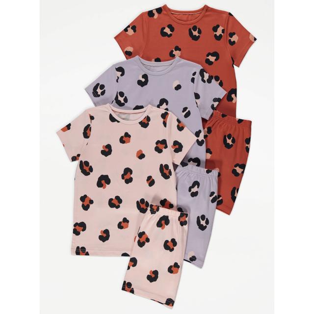 Kids' Leopard Print Short Pyjamas 3 Pack - Multi on Productcaster.