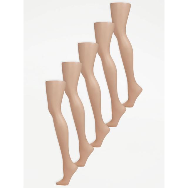 Women's Chocolate Hazelnut 15 Denier Sheer Tights 5 Pack Size - XL on Productcaster.