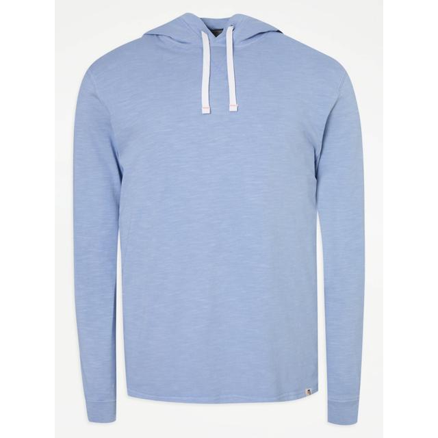 Men's Pale Blue Slub Lightweight Hoodie - Size Xxl - Blue on Productcaster.