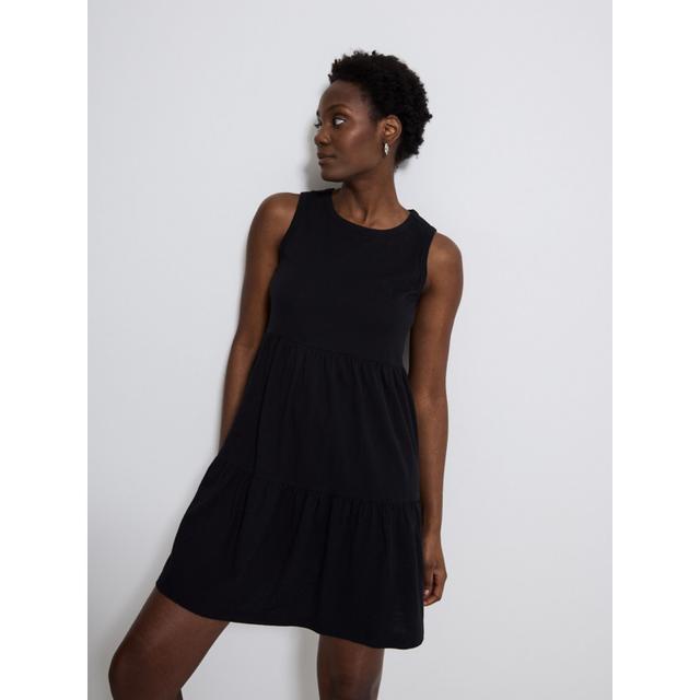 Black Sleeveless Tiered Mini Dress - 100% Cotton on Productcaster.