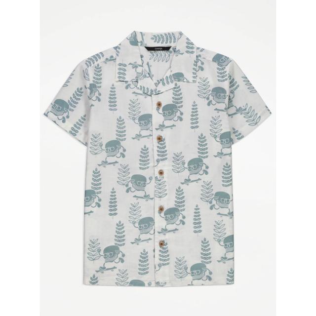 Kids' White Skater Skull Short Sleeve Shirt on Productcaster.