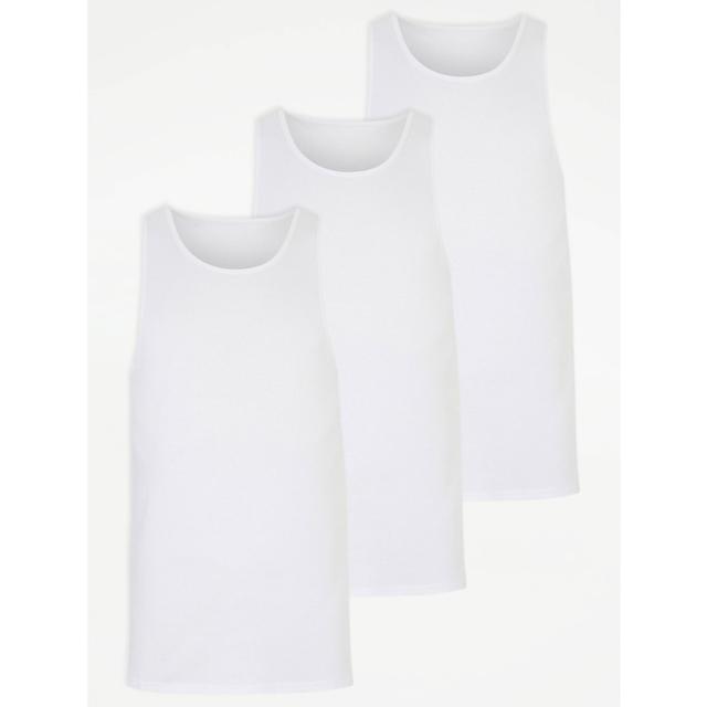 Men's White Plain Vests 3 Pack - Size Xl - White on Productcaster.