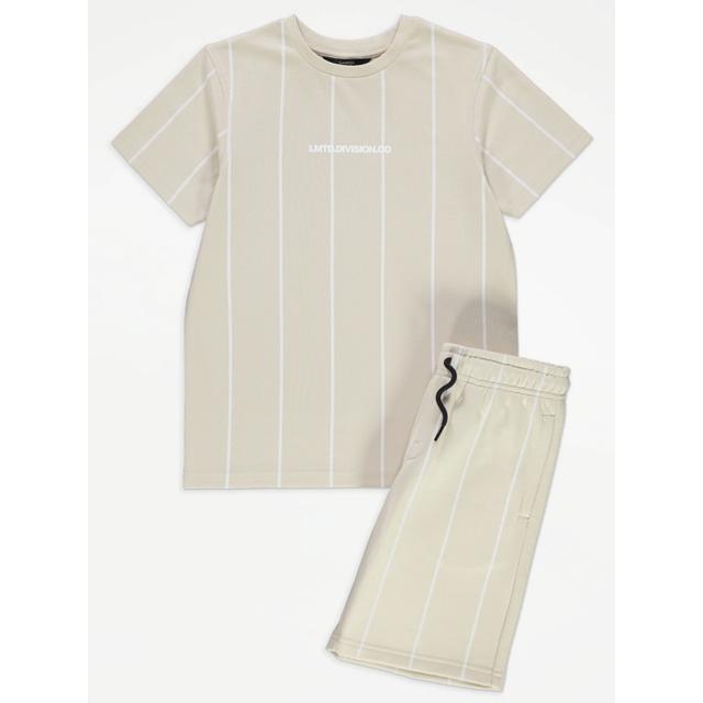 Kids' Stone Stripe Slogan T-Shirt and Shorts Outfit on Productcaster.