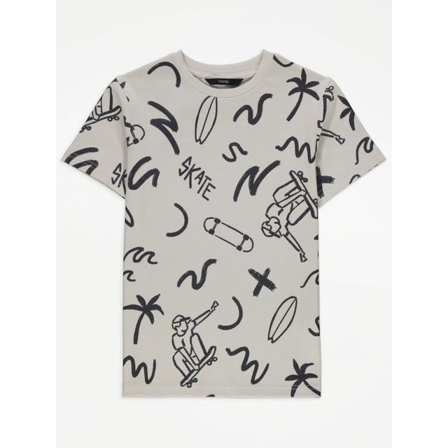 Boy's Stone Stone Skater Palm Tree T-Shirt Size - 5-6 Yrs on Productcaster.