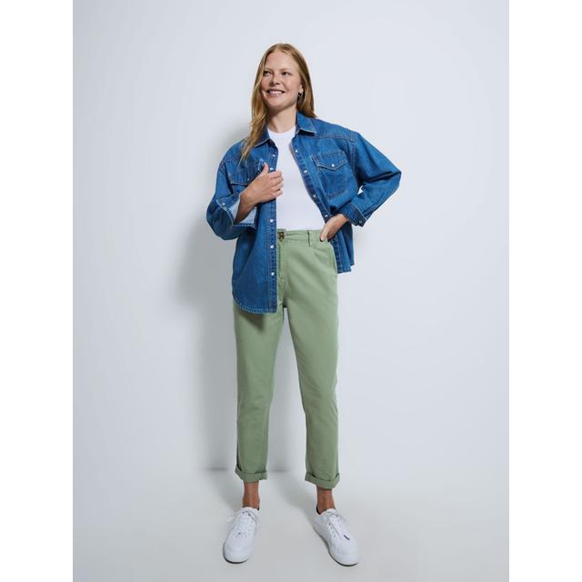 Women's Green Stretch Casual Chino Trousers - Light Green - 100% Cotton on Productcaster.