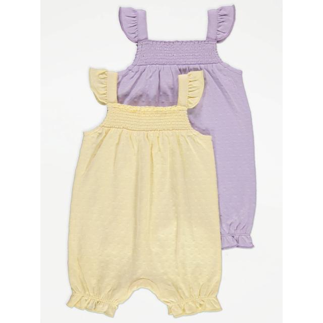 Baby Girls' Pastel Frill Shoulder Rompers 2 Pack - Multi on Productcaster.