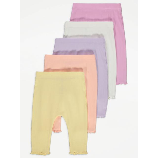 Baby Girls' Pastel Ribbed Leggings 5 Pack - Multi on Productcaster.