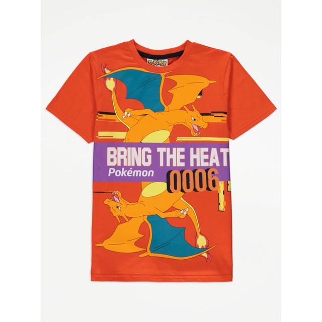 Boy's Red Pokémon Charizard Orange Short Sleeve T-Shirt Size - 5-6 Yrs on Productcaster.