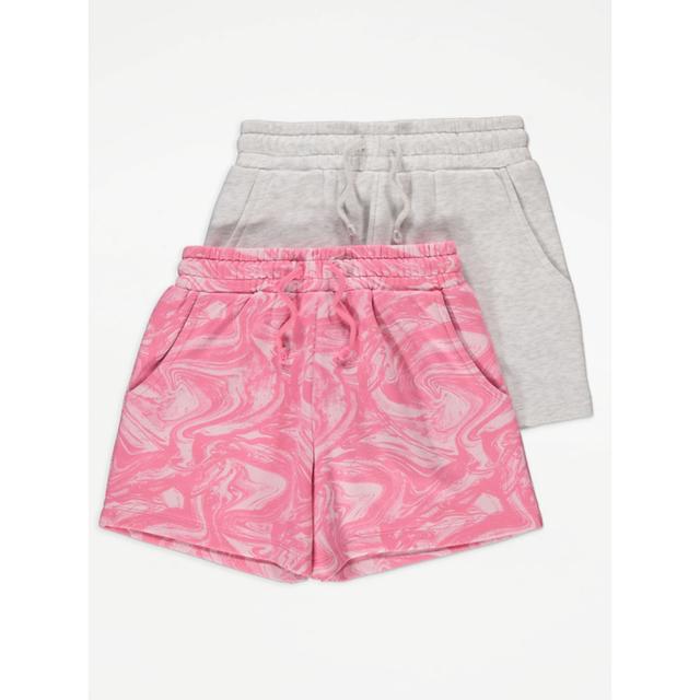 Kids' Pink Marble Pattern Jersey Shorts 2 Pack on Productcaster.