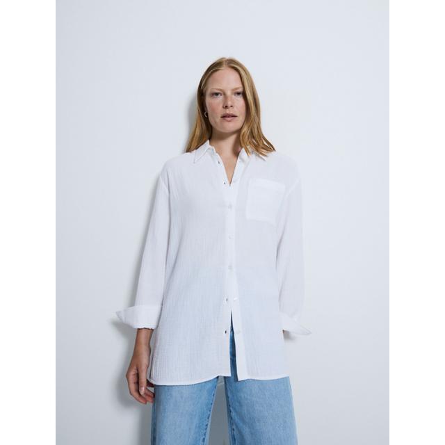 Women's White Longline Shirt - 100% Cotton on Productcaster.