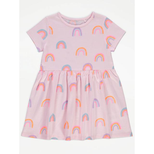 Kids' Light Pink Rainbow Short Sleeve Dress on Productcaster.