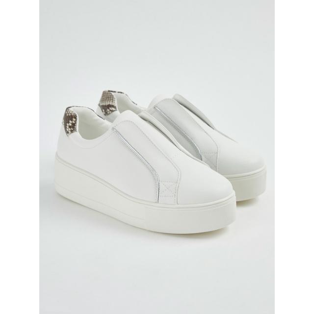 Women's White Laceless Chunky Flatform Trainers - Other on Productcaster.